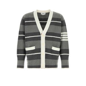Thom Browne Men Embroidered Cotton Cardigan